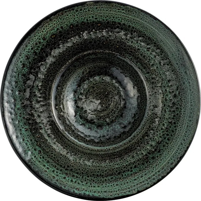 Set de 6 piese Farfurii Adânci VEGA Black Reef, Porțelan 23 cm, Glazură Întunecată Verde/Negru, Margine Lată, Rezistente la Șocuri și Zgârieturi