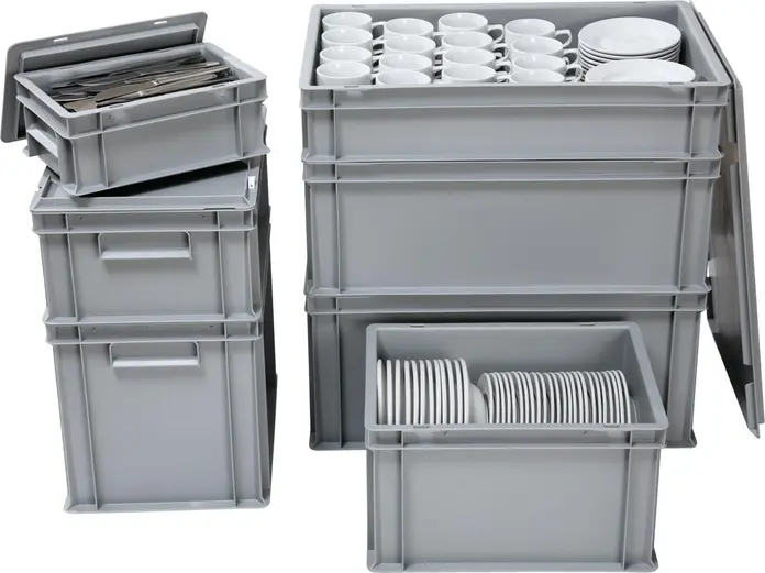 Ringoplast Stacking Container System Universal Box 22.6 L (30 x 40 x 22.7 cm), Food Safe Durable Polypropylene Plastic, Stackable Dishwasher Safe Storage Box, Grey