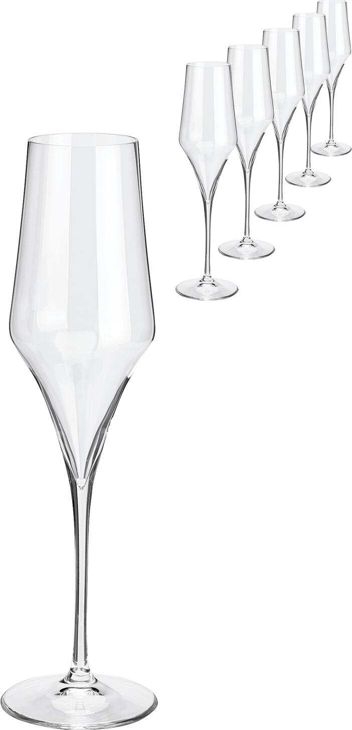 LUSINI Society Champagne Glasses, Crystal Glass Sparkling Wine Glass, 220 ml, 24.2 cm Height, Dishwasher-safe, Professional Gastronomy, Set of 6