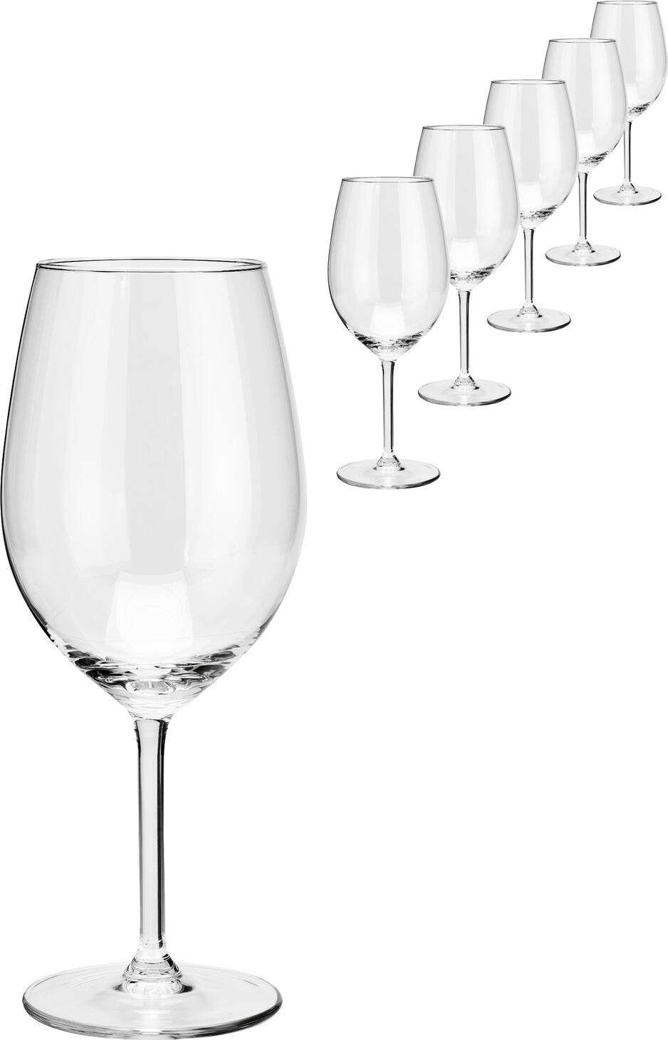 VEGA Impulse Red Wine Glasses, 540 ml, Transparent Glass, Robust and Dishwasher-Safe, Set of 6