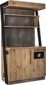 Statie de servire VEGA Baristo Industrial, lemn antique oak si otel, 118x61x216 cm, sistem de colectare reziduuri integrat, rafturi reglabile