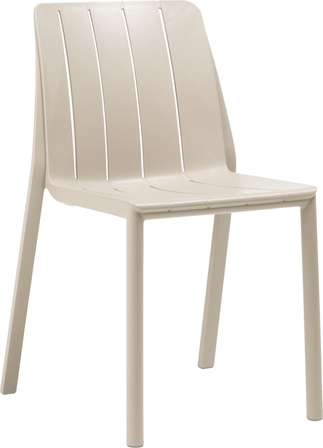Set de 2 scaune de exterior stivuibile Nardi Tiberina, Bej, polipropilenă cu fibră de sticlă, rezistente la intemperii și UV, model dungi optice, 50x56x81 cm
