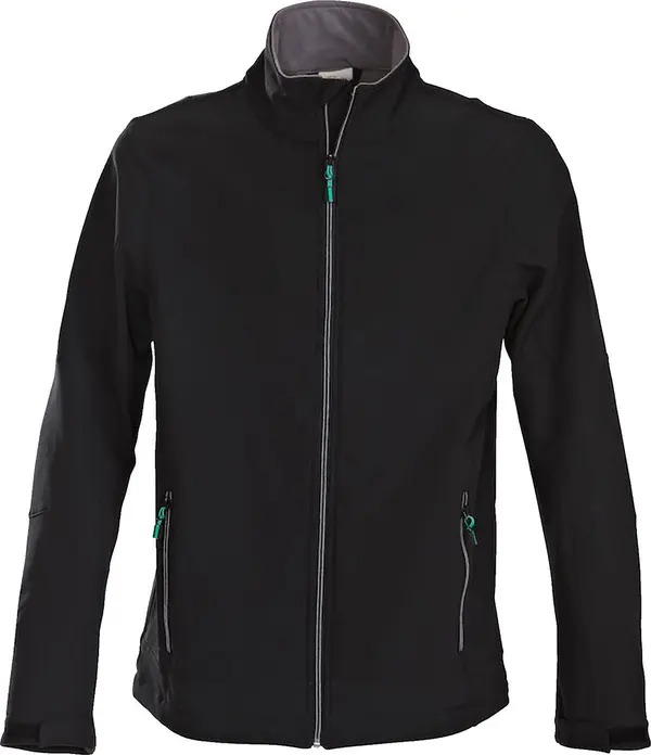 Jacketă Softshell Bărbați Printer Active Wear Mika, Poliester Spandex Respirabilă cu Uscare Rapidă, Căptușeală Fleece, Guler Ridicat, Negru, Mărime L