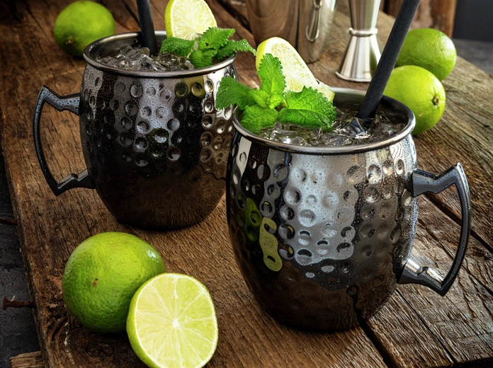 Кружка для коктейля Moscow Mule VEGA Glendale, 550мл, матовая нержавеющая сталь 18/10, кованая поверхность, 8.8x9.8 см