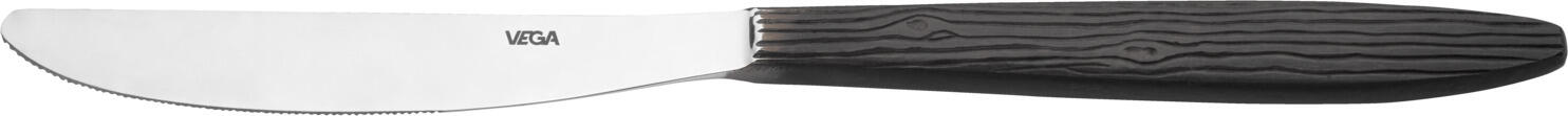 VEGA Kapstadt Table Knife Set of 12, 22.6 cm Chrome Stainless Steel 13/0 Rustproof, Black Natural Wood Look Handle, Dishwasher Safe, 1B Quality