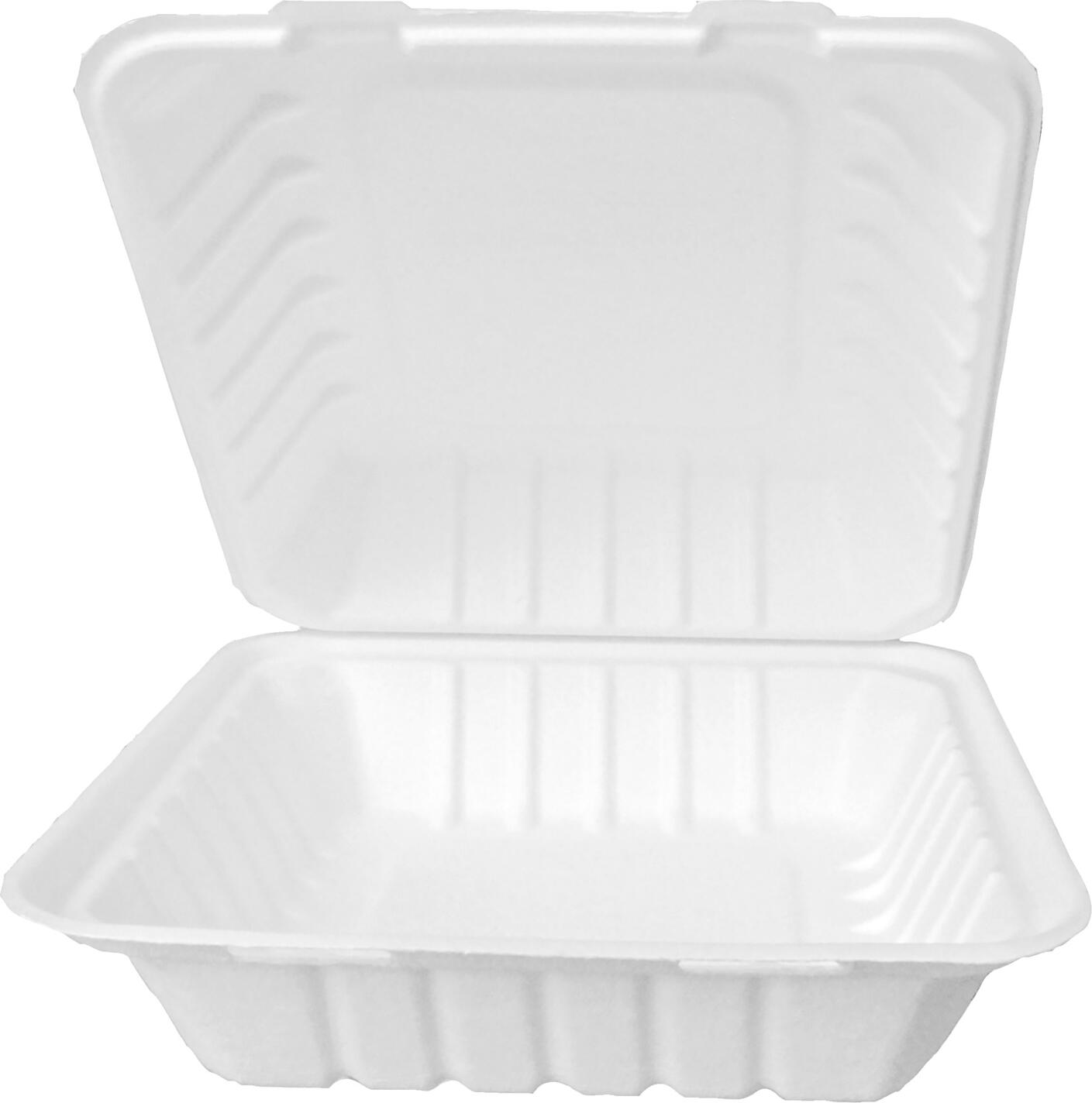 NATUREStar Sugar cane lunch box Nature VI rectangular Zuckerrohr-Lunchbox Nature VI rechteckig Sugar cane lunch box Nature VI rectangular; 1100 ml, 22.5x20x9 cm (LxWxH); white; rectangular; 25 piece / pack Zuckerrohr-Lunchbox Nature VI rechteckig; 1100 ml, 22.5x20x9 cm (LxBxH); weiß; rechteckig; 25 Stück / Pack With attached hinged lid.  Made from high-quality, environmentally friendly bagasse, a waste product of sugar production. The tableware is shapely, lightweight and yet stable. Meets all requirements of EN 13432 and guarantees compostability. Stackable, waterproof, fat and oil resistant, heat and cold resistant, microwaveable up to 90 °C. Diese rechteckige Lunchbox mit anhängendem Klappdecke besteht aus Bagasse, einem Abfallprodukt der Zuckerproduktion. Dadurch ist die Box 100  % recyclebar und umweltschonend. Sie eignet sich hervorragend für den Kühlschrank oder die Mikrowelle und ist hitzebeständig bis 100  °C. Die Einweg-Lunchbox ist wasserresistent, öl- und fettbeständig, stapelbar und daher sehr platzsparend. Erfüllt alle Ansprüche der EN 13432 und garantiert die Kompostierbarkeit.