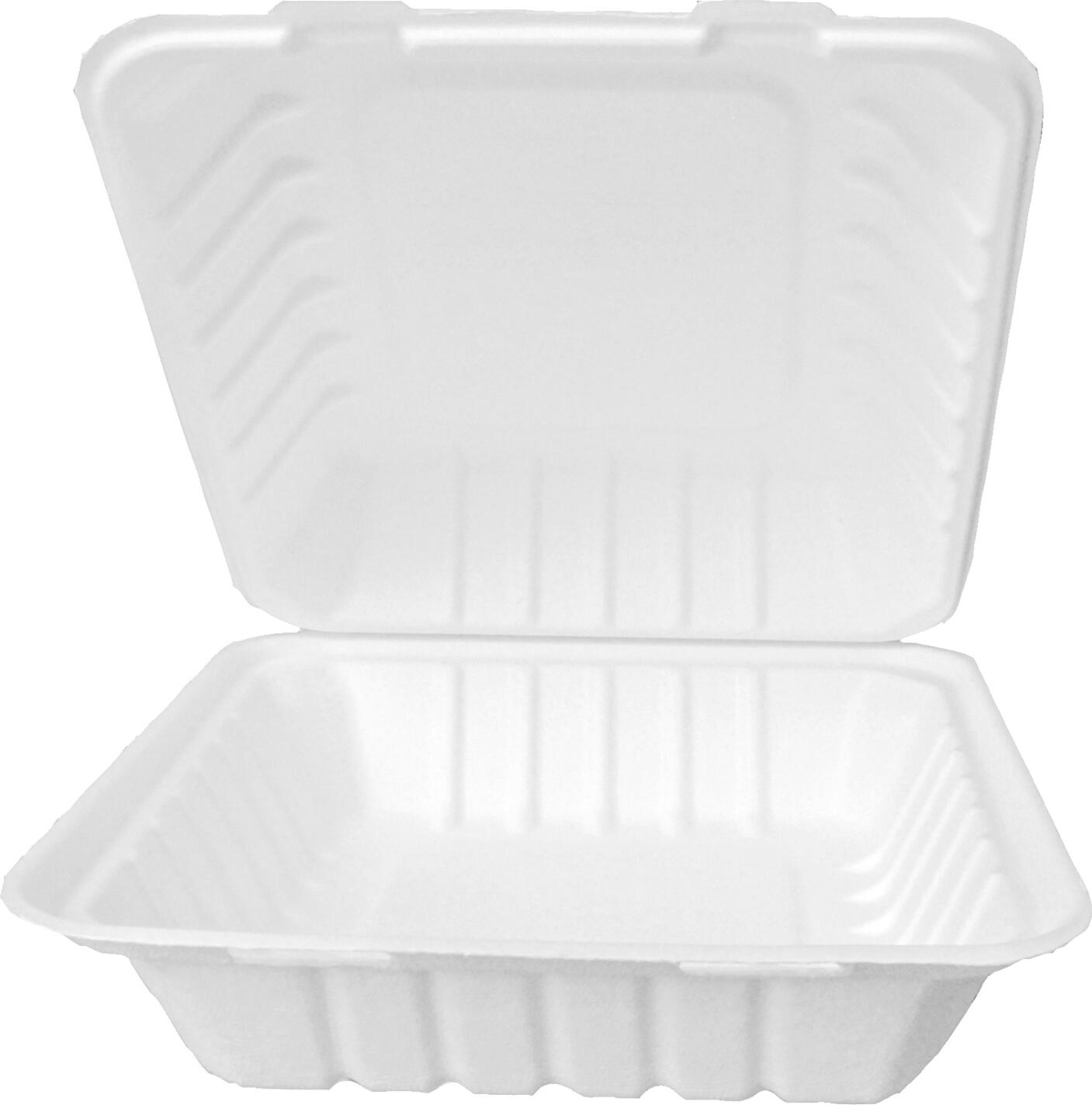 NATUREStar Nature VI Sugar Cane Bagasse Lunch Box with Hinged Lid, 600 ml, 18.5 x 13.5 x 6.5 cm, Compostable, Microwaveable, Waterproof, Oil Resistant, Set of 25 Pieces