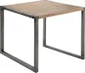 LUSINI Torres Square Dining Table, FSC Certified Solid Oak Wood Top, Industrial Vintage Style, Grey Painted Steel Base, 80x80x75 cm