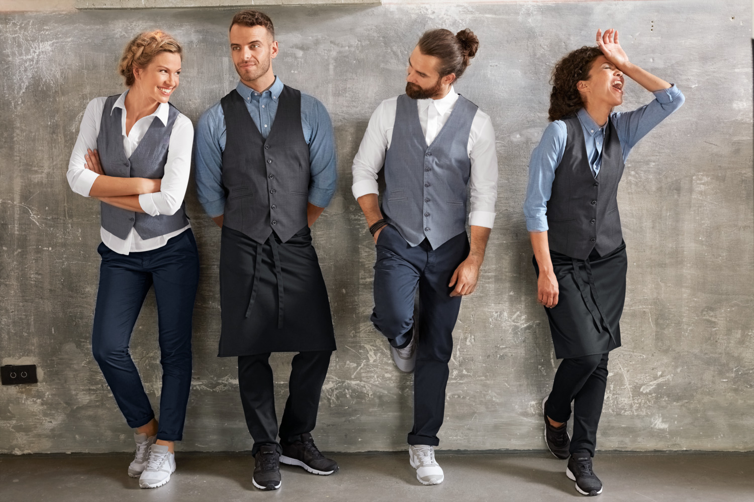 Jobeline Limerick Women's Vest, Slim Fit Ladies Waistcoat, 55% Polyester 45% Wool, 4-Button Closure, Anthracite Workwear for Hotel and Service