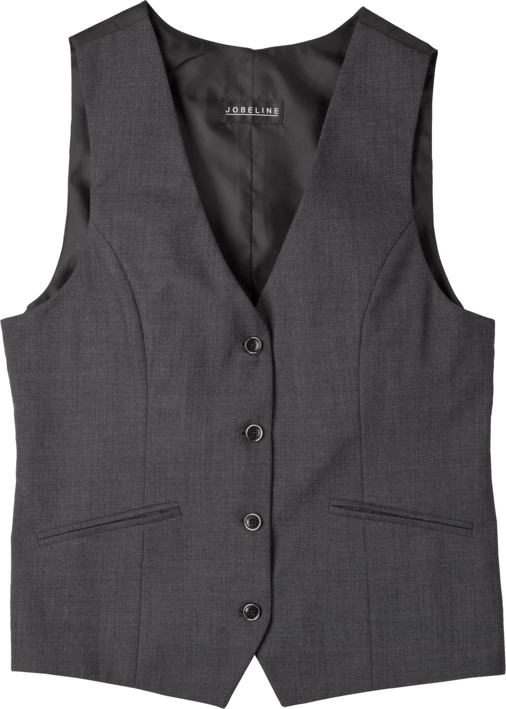 Jobeline Limerick Women's Vest, Slim Fit Workwear Waistcoat, 55% Polyester 45% Wool, Anthracite, 4-Button Closure, Adjustable Back Strap