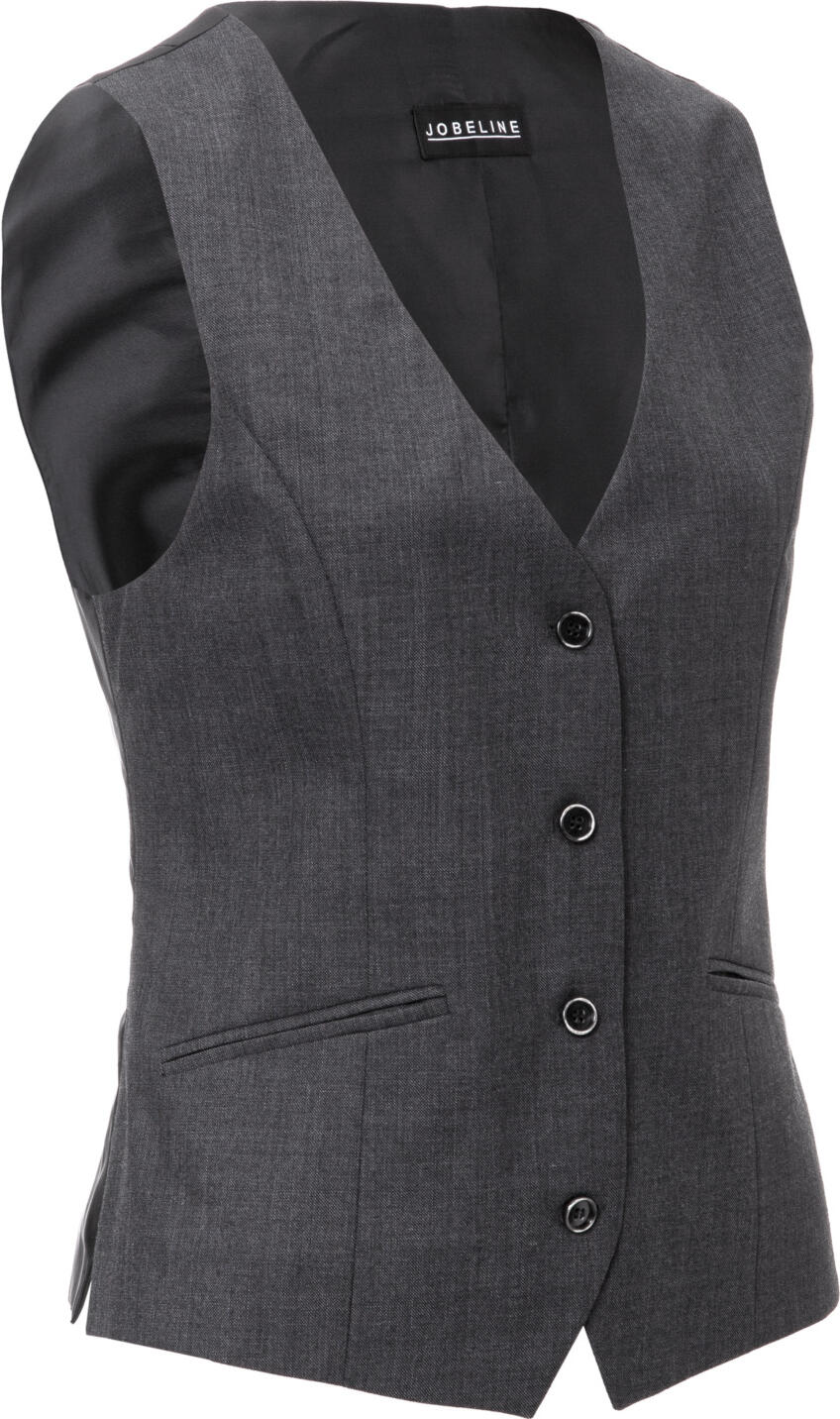 Jobeline Limerick Women's Vest, Slim Fit Workwear Waistcoat, 55% Polyester 45% Wool, Anthracite, 4-Button Closure, Adjustable Back Strap