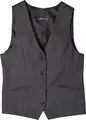 Jobeline Limerick Women's Waistcoat Vest, Size 36, Regular Fit, 55% Polyester 45% Wool, 6-Button Placket, 3 Piped Pockets, Adjustable Back, Anthracite
