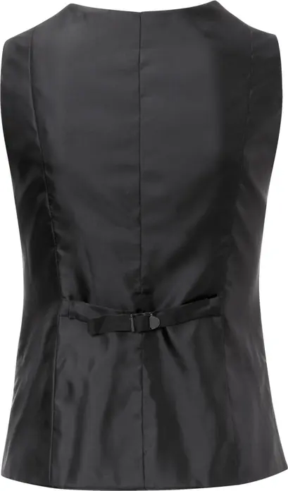 Jobeline Limerick Women's Waistcoat Vest, Size 36, Regular Fit, 55% Polyester 45% Wool, 6-Button Placket, 3 Piped Pockets, Adjustable Back, Anthracite