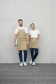 Jobeline Botero Bib Apron, 88x80 cm, 65% Polyester 35% Cotton, Sand Beige, Cross-Back Straps, Large Two-Part Pocket, Pen Flap, OEKO-TEX Certified