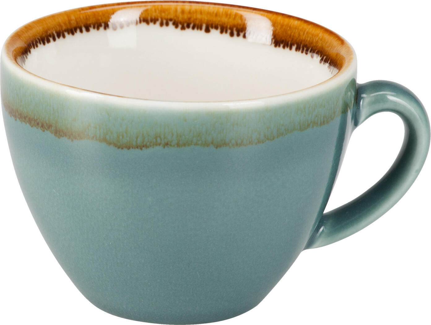 Pulsiva Glaze 2.0 Coffee Cup Set of 6, 200 ml Glazed Porcelain Cups with Decorative Rim, Dishwasher Safe, Blue