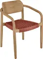 VEGA Mando Outdoor Chair Set of 2, Eucalyptus Wood Frame, Rope Wickerwork, Terracotta, 56.5x50x76 cm, Weatherproof, UV-resistant, Stackable