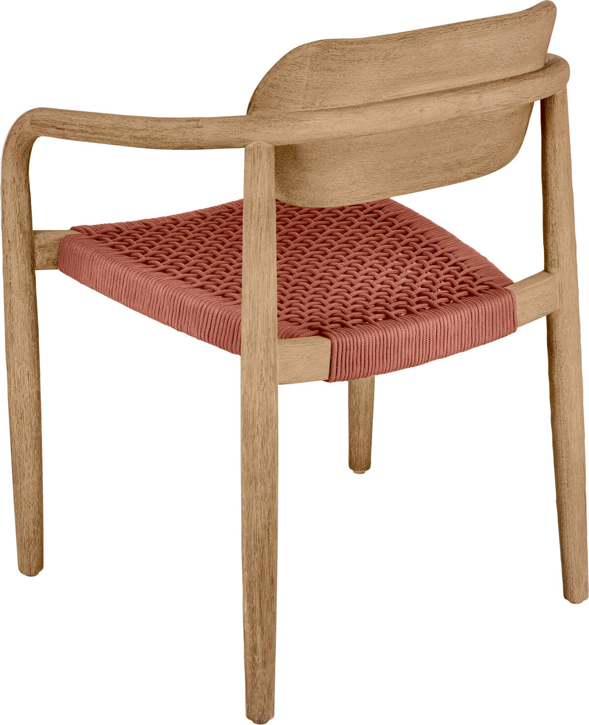 VEGA Mando Outdoor Chair Set of 2, Eucalyptus Wood Frame, Rope Wickerwork, Terracotta, 56.5x50x76 cm, Weatherproof, UV-resistant, Stackable