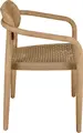 VEGA Mando Outdoor Chair Set of 2, Eucalyptus Wood Frame, Beige Rope Wickerwork, UV-Resistant, Stackable, 56.5x50x76 cm