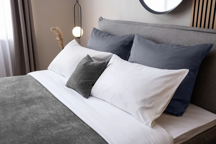LUSINI Solutions GmbH Tokio Duvet Cover, 100% Cotton Mako-Satin, 260x240 cm, Slate Grey, Mercerized, OEKO-TEX Standard 100, Hotel Closure