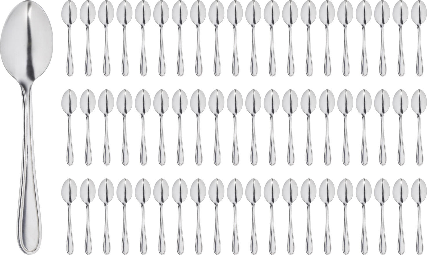 Linguri de cafea Pulsiva Aachen, Otel Inoxidabil 18/0 Cromat, Poluire Oglinda, 13.4 cm, Argintii, Set de 60 Piese