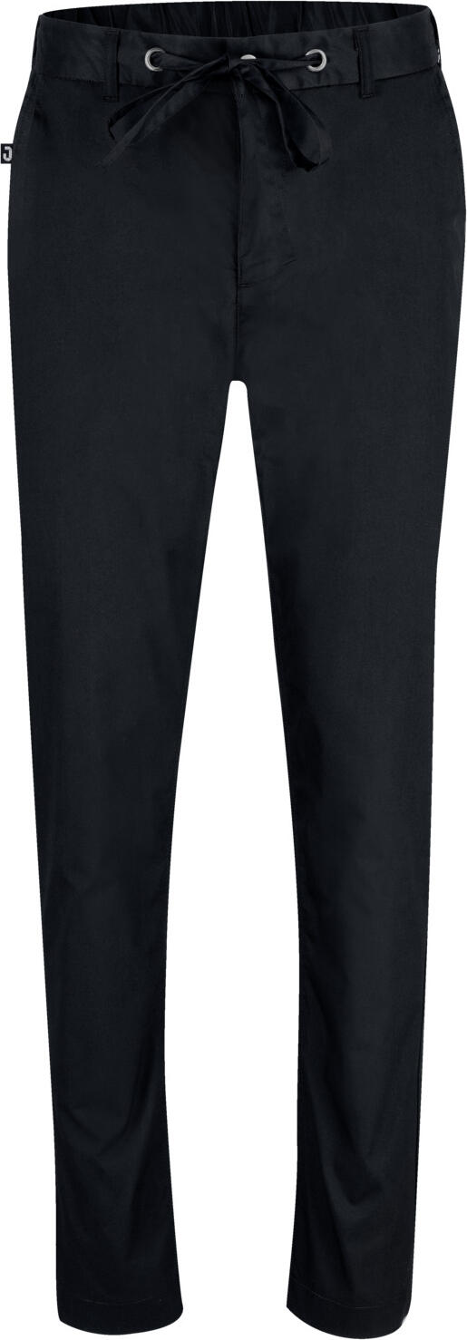JOBELINE LUSINI Solutions GmbH Men's chef trousers  Move Herren Kochhose  Move Men's chef trousers  Move; Size 64; black Herren Kochhose  Move; Kleidergröße 64; schwarz 58% cotton, 42% polyester. 180 g/m². 60°C wash. Practical chef trousers for men made of breathable functional material. With a comfortable stretch waistband at the back, two buttoned back pockets and two slit pockets at the sides. The waistband has belt loops and can be adjusted with a drawstring. Comfortable rise with a tapered leg. Inside leg length: 80 cm for size 50. 58 % Baumwolle, 42 % Polyester. 180 g/m². 60°-Wäsche. Praktische Kochhose für Herren aus atmungsaktivem Funktionsmaterial. Mit komfortablem Dehnbund im Rückenteil, zwei geknöpften Gesäßtaschen und seitlich mit zwei Einschubtaschen. Der Bund hat Gürtelschlaufen und kann durch einen Kordelzug in der Weite reguliert werden. Bequeme Leibhöhe mit schmal zulaufendem Bein. Innenbeinlänge: 80 cm in Gr. 50