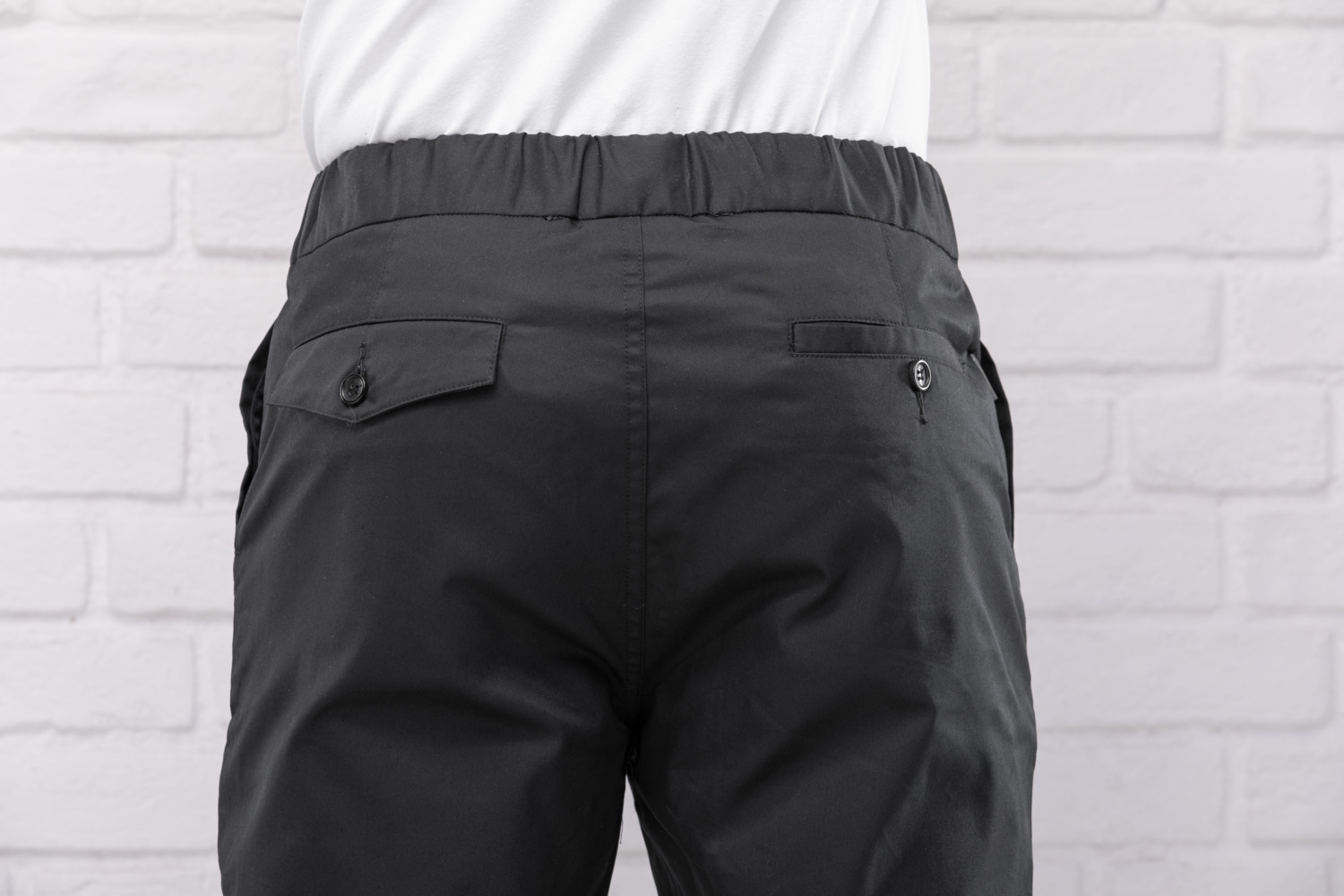 Jobeline Move Men's Chef Trousers, Breathable Cotton-Polyester Blend, Stretch Waistband with Drawstring, Tapered Leg, Black, Size 60