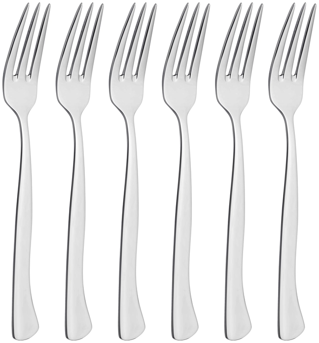Pulsiva Londrina Pizza and Steak Fork Set of 6, 18/10 Chrome-Nickel Stainless Steel, Mirror Polished, 20.5 cm, Silver, Dishwasher Safe