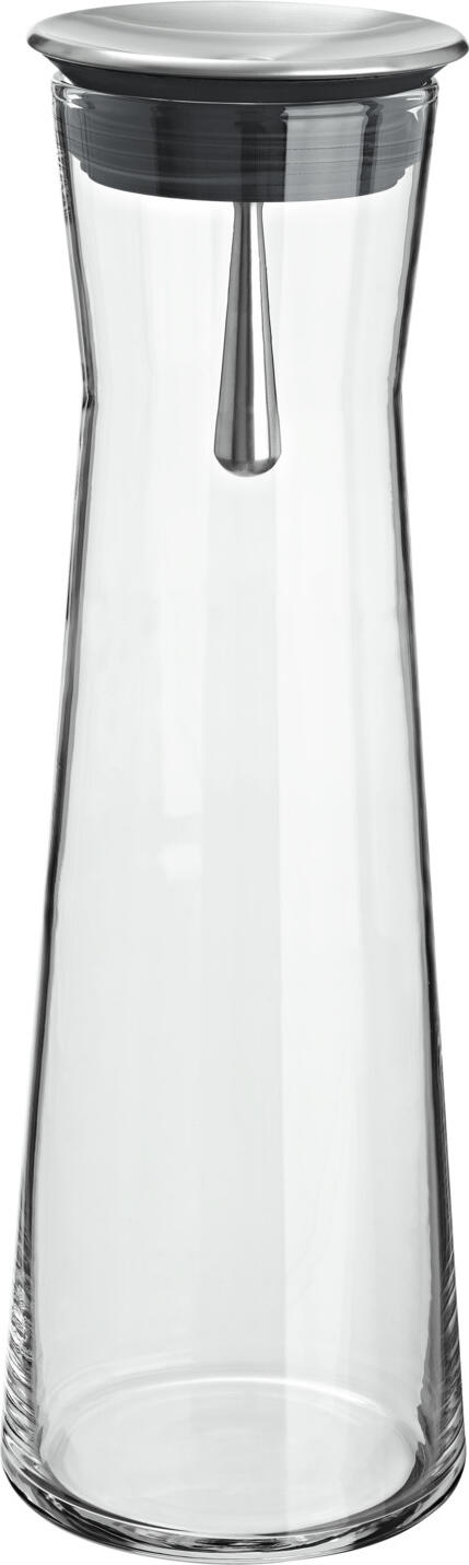 Carafa de apa Vega, Decantor din sticla borosilicata 1350 ml cu capac din otel inoxidabil si plastic, Transparent, Stil Modern Clasic, Lavabila la masina