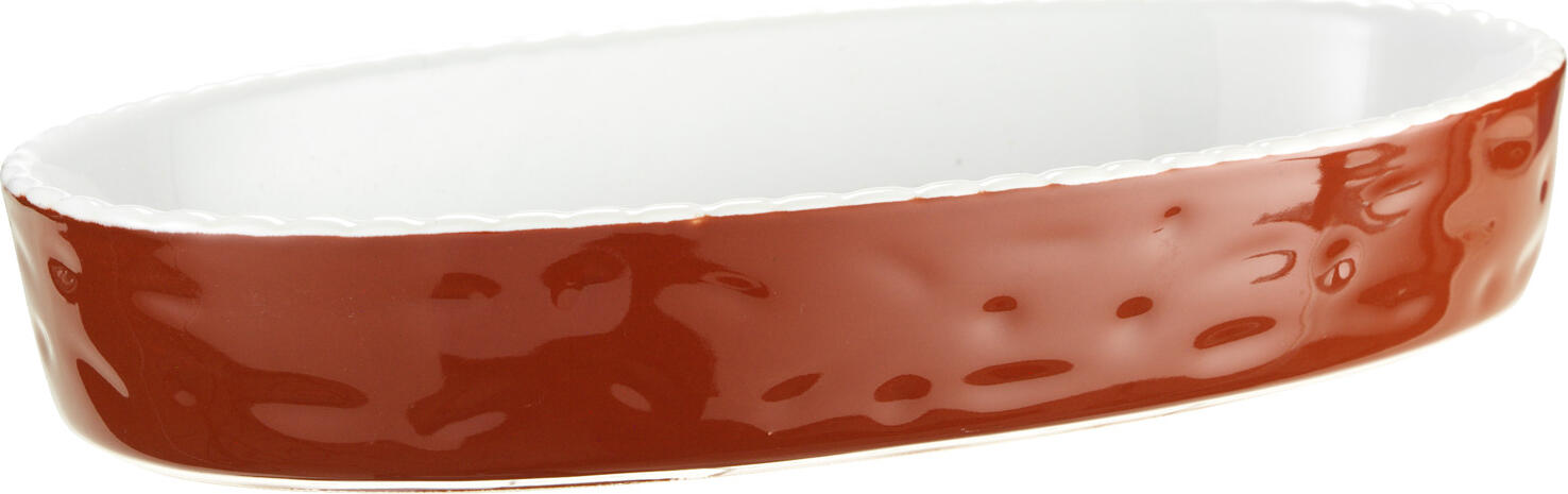 PULSIVA LUSINI Solutions GmbH Baking dish Aripa Auflaufform Aripa Baking dish Aripa; 420 ml, 22x12x4 cm (LxWxH); brown; oval; 4 piece / pack Auflaufform Aripa; 420 ml, 22x12x4 cm (LxBxH); braun; oval; 4 Stück / Pack Traditional oval shape made of ceramic. With slightly raised edge. Ovenproof up to 200   °C. Stackable, microwaveable and dishwasher safe. Auflaufform aus Porzellan. In verschiedenen Farben und Größen. Strukturierte Außenseite. Spülmaschinenfest und mikrowellengeeignet.  Backofenfest bis 200° C.