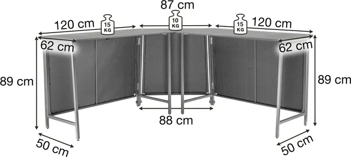 VEGA Baruba Outdoor Table Corner Element, HPL Oak Natural Top, Anthracite Powder-Coated Aluminum Base, 87x43x89 cm, Weatherproof, Foldable