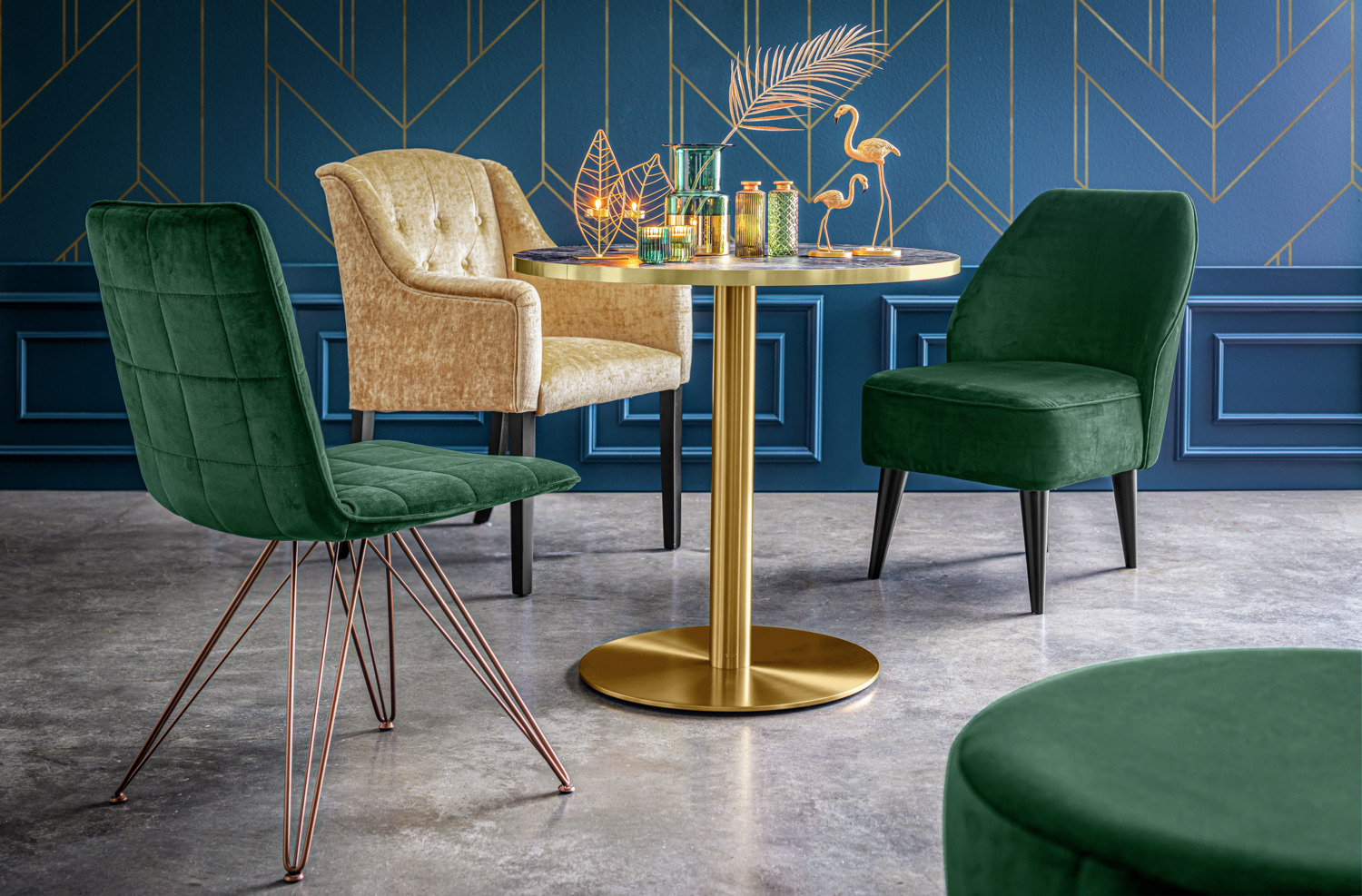 VEGA Lasse Lounge Armchair, Fir-Green Polyester Velvet, Wooden Frame, 54x60x82 cm, Max Load 160 kg, No-Sag Suspension, Indoor Use