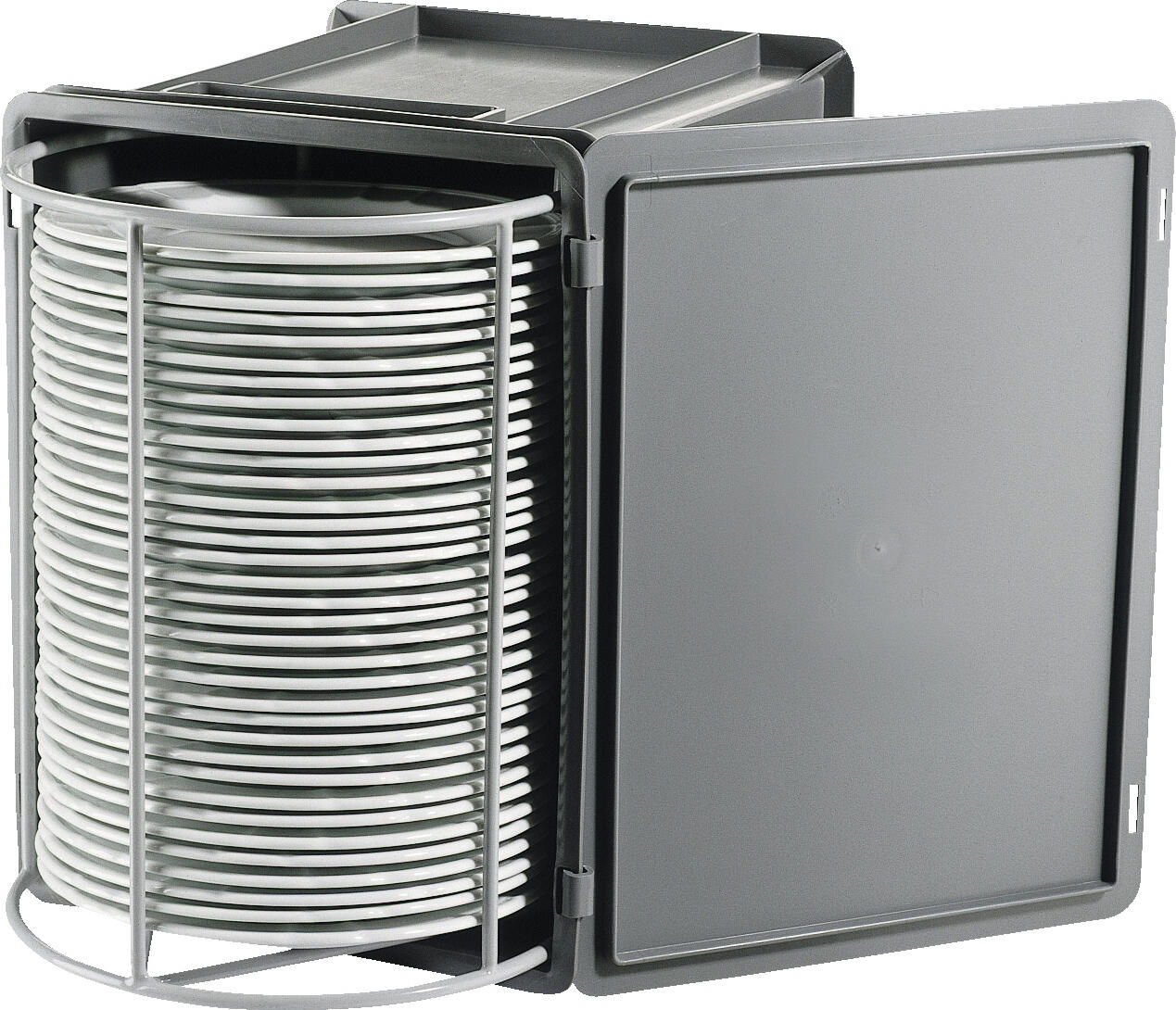 PULSIVA LUSINI Solutions GmbH Polypropylene Transport Box for Dishes, 30 L, 40 x 30 x 32 cm, Stackable with Handle Openings, -40 to +95 °C, Without Lid