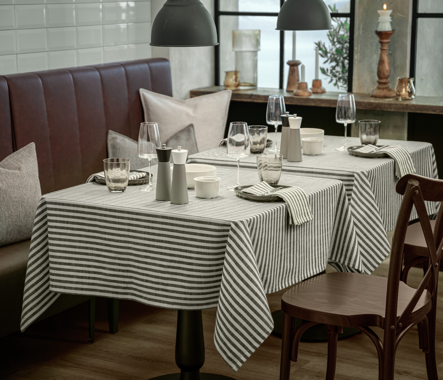 Servete Textile LUSINI Glava, Set de 6 piese, 100% Bumbac, 50x50 cm, Model Răițe Bicolor Aspect In, Certificare OEKO-TEX Standard 100, Textură Rezistentă