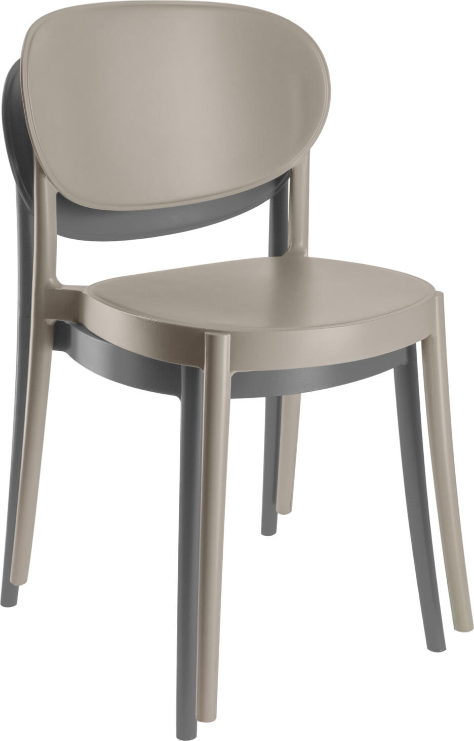 PULSIVA Neo Plastic Chair Set of 2, Glass Fibre-Reinforced Polypropylene, Stackable, UV-Resistant, Weatherproof, Anthracite, 48x50x79 cm
