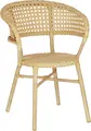 VEGA Gussago Outdoor Wicker Chairs, Set of 2, Powder-coated Aluminum Frame Wood Look, Polyethylene, Natural Beige, Stackable, 57x60x78 cm