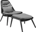 Șezlong LUSINI Ondaro pentru exterior, cadru din aluminiu vopsit electrostatic, șezut din răsad plastic, antracit, 93x85x99.5 cm, rezistent la UV