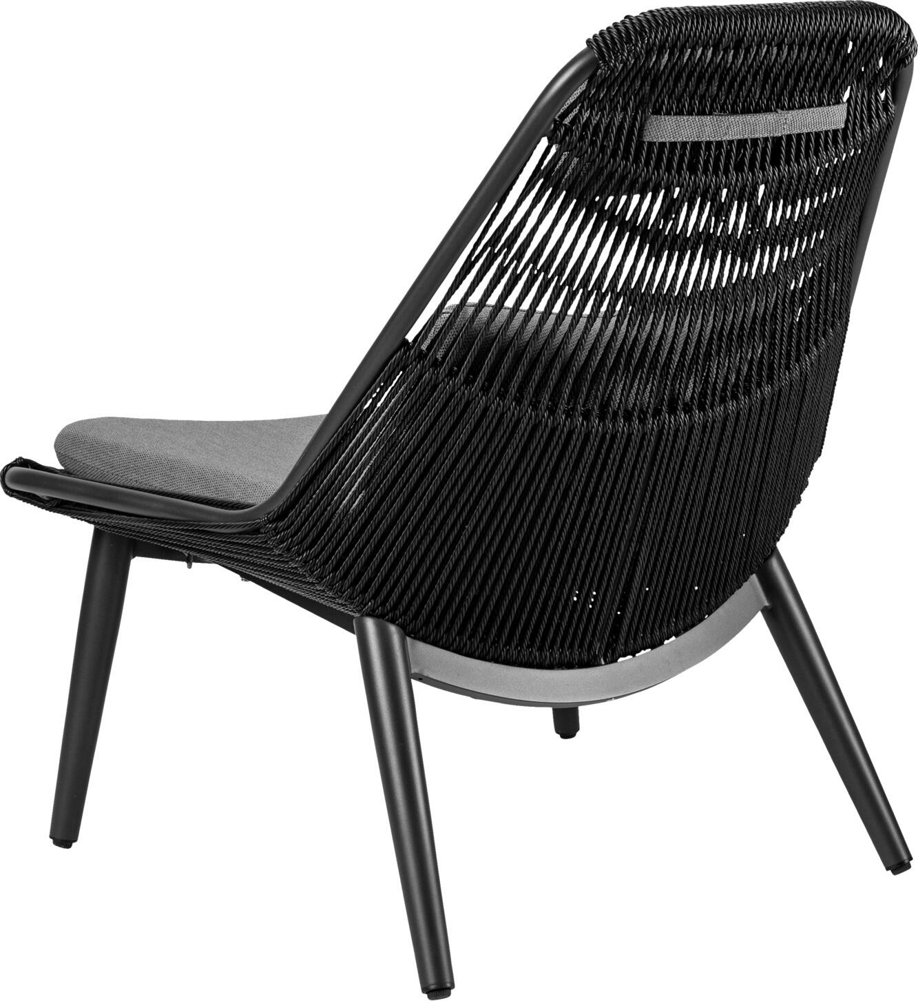 Șezlong LUSINI Ondaro pentru exterior, cadru din aluminiu vopsit electrostatic, șezut din răsad plastic, antracit, 93x85x99.5 cm, rezistent la UV