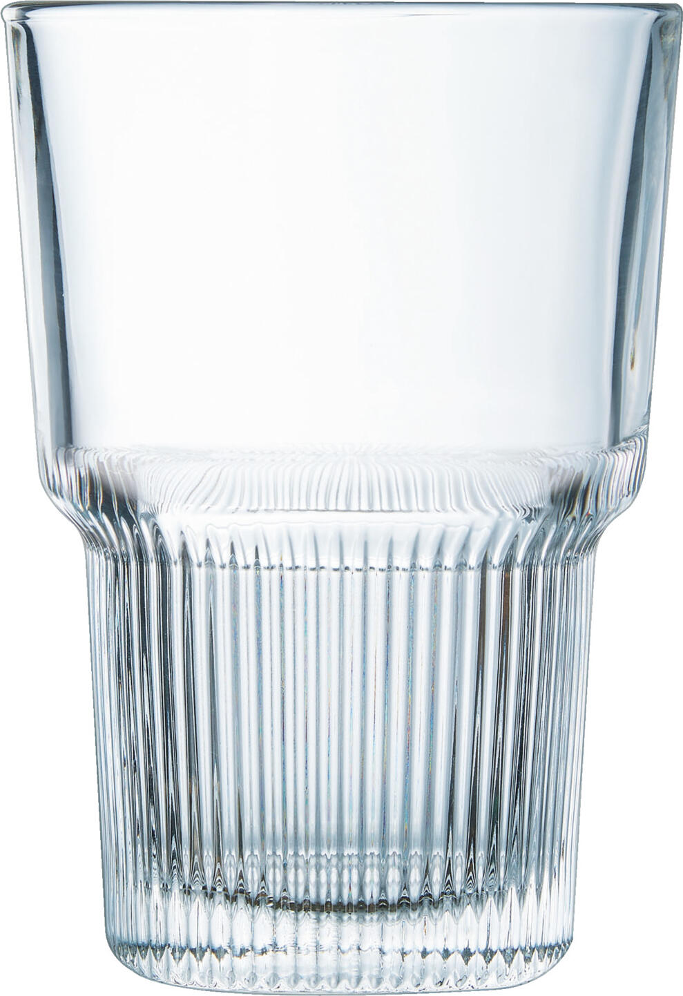 Arcoroc Starline Long Drink Glasses, 350 ml, 122 mm, Tempered Glass Stackable Tumblers with Vertical Grooves, HORECA Professional Glassware, Set of 6