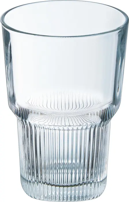 Arcoroc Starline Long Drink Glasses, 350 ml, 122 mm, Tempered Glass Stackable Tumblers with Vertical Grooves, HORECA Professional Glassware, Set of 6