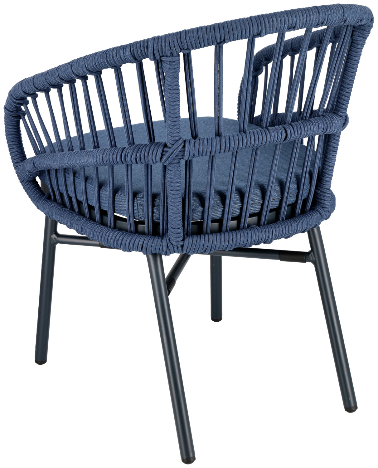 VEGA LUSINI Pina Outdoor Chair Set of 2, Blue, Powder-Coated Aluminum Frame, Rope Wickerwork, Stackable Weatherproof Garden Chairs with Washable Cushions