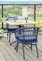 VEGA LUSINI Pina Outdoor Chair Set of 2, Blue, Powder-Coated Aluminum Frame, Rope Wickerwork, Stackable Weatherproof Garden Chairs with Washable Cushions