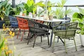 VEGA LUSINI Pina Outdoor Chair Set of 2, Blue, Powder-Coated Aluminum Frame, Rope Wickerwork, Stackable Weatherproof Garden Chairs with Washable Cushions