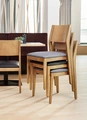 VEGA Stak Upholstered Stacking Chairs, Set of 2, Beech Wood Frame, Polyester Fabric, 48x51x86 cm, Flame-Retardant, Indoor Use