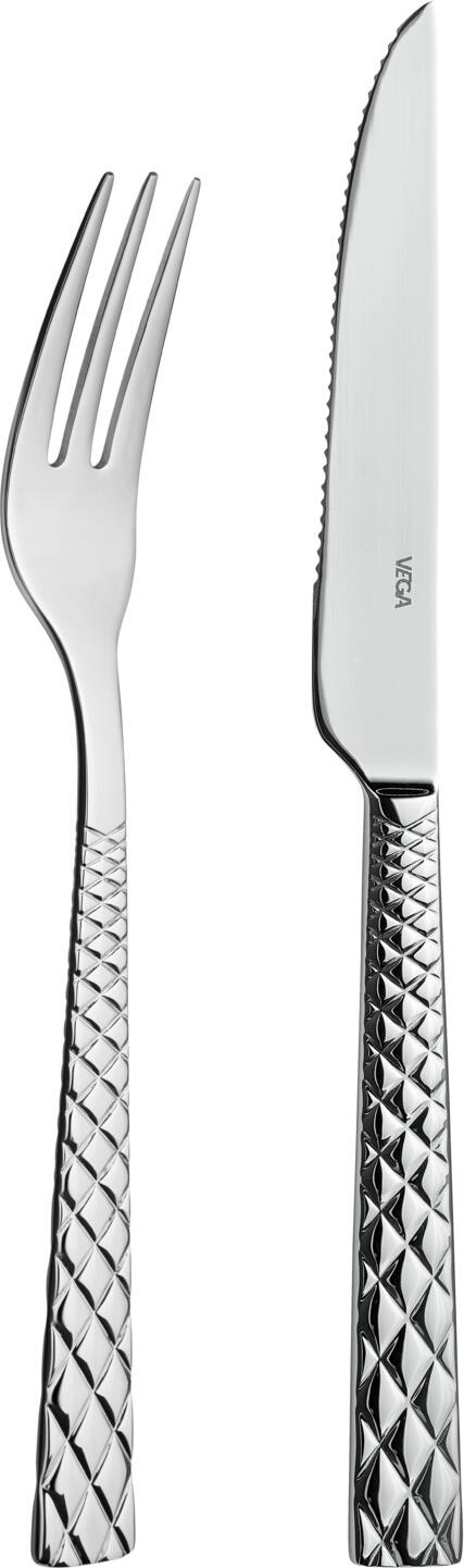 Vega Brilio Pizza Steak Knife Set of 12, Stainless Steel 13/0, Mirror Polished, 23.9 cm, Silver