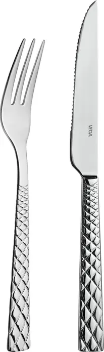 Vega Brilio Pizza Steak Knife Set of 12, Stainless Steel 13/0, Mirror Polished, 23.9 cm, Silver