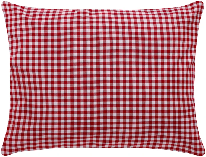 LUSINI Solutions GmbH Tux Pillow Cover, 100% Cotton Renforce, 65x100 cm, Red Plaid, Hotel Closure, OEKO-TEX Standard 100, Mercerized Finish