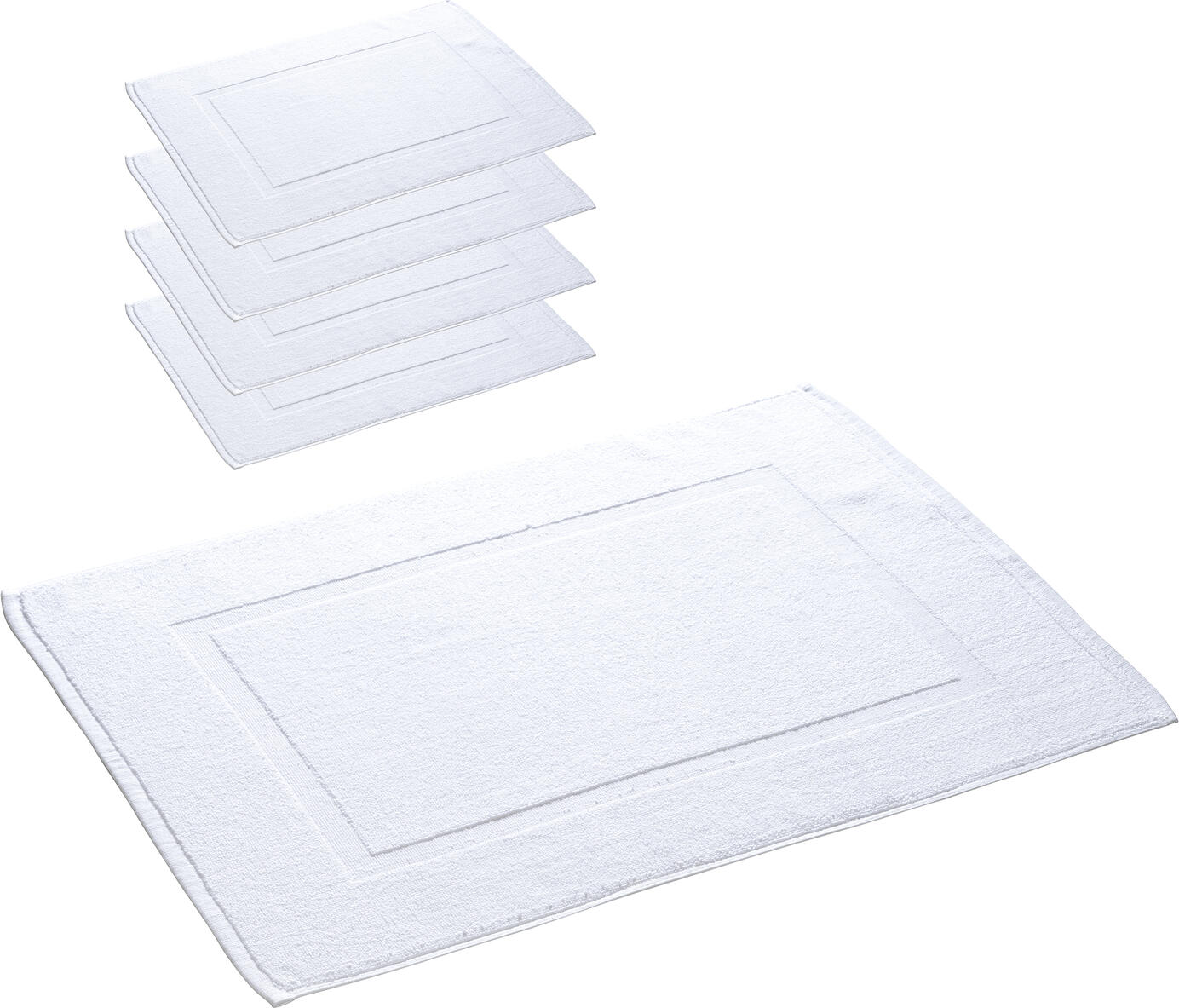 Set de 5 piese Covor baie Pulsiva Universal, 100% Bumbac Walk Terry, 50x70 cm, Alb, 700 g/m², Certificare OEKO-TEX Standard 100