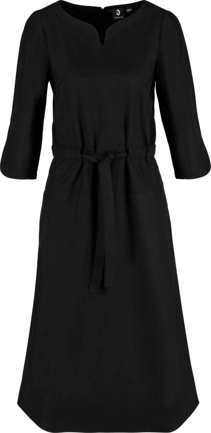 Jobeline Pippa Women's Professional Dress, Size 42, Cotton-Polyester Blend, Straight Cut with Midi A-line Skirt, 3/4 Sleeves, Adjustable Waist, Black
