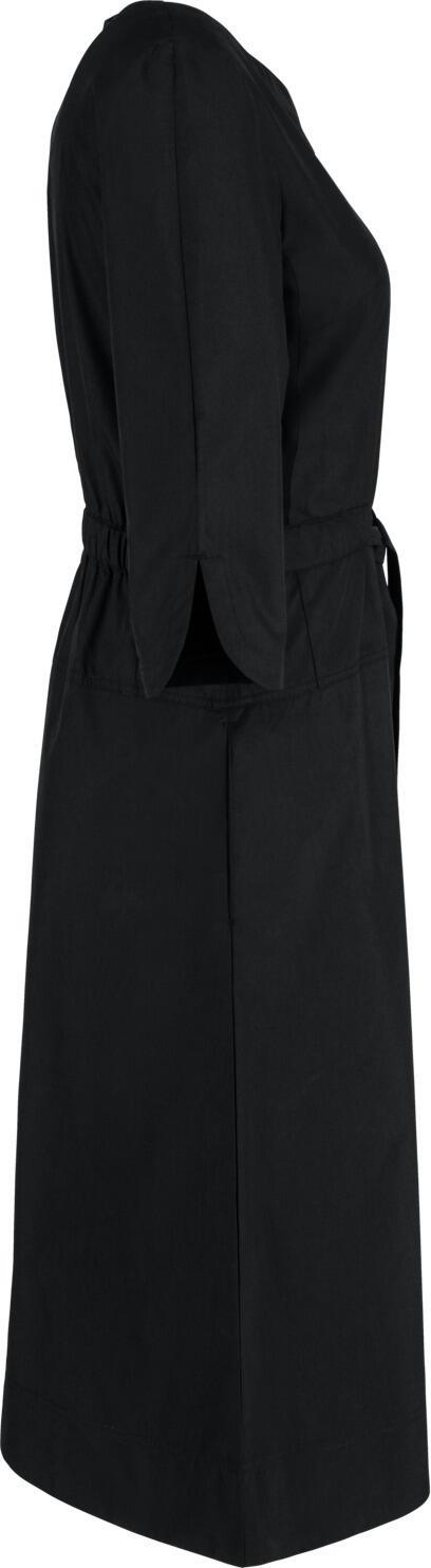 Jobeline Pippa Women's Professional Dress, Size 42, Cotton-Polyester Blend, Straight Cut with Midi A-line Skirt, 3/4 Sleeves, Adjustable Waist, Black