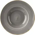 Set de 12 farfurii adanci Churchill Stonecast Peppercorn, 24cm din porțelan, formă rotundă, gri/maro cu design rustic, rezistente la cuptor cu microunde și mașina de spălat vase, fabricate în UK